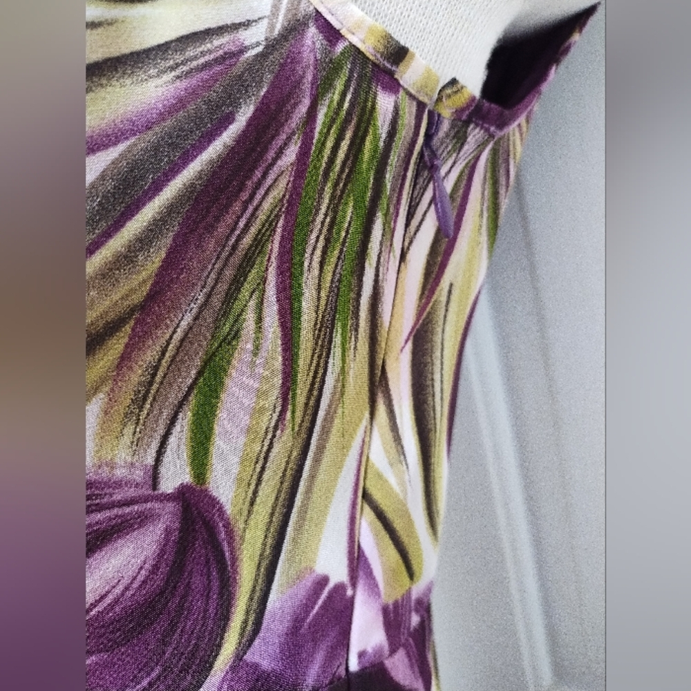 Ann Taylor Floral Purple and Green Dress - Picture 4 of 7